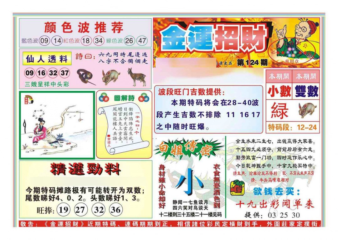 六合彩124期金运招财(新图)