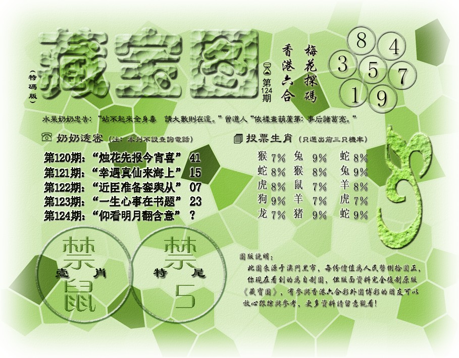 六合彩124期藏宝图(最老版)