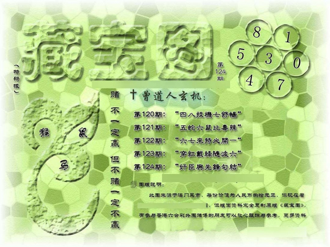 六合彩124期假新藏宝图