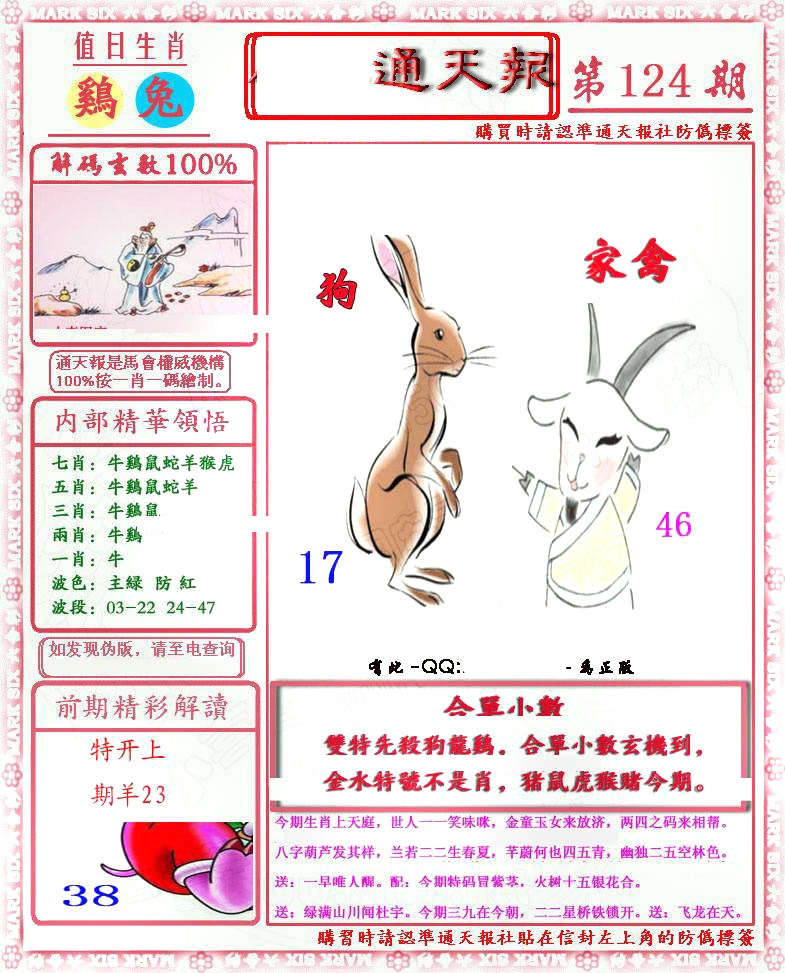 六合彩124期马经通天报(另版)