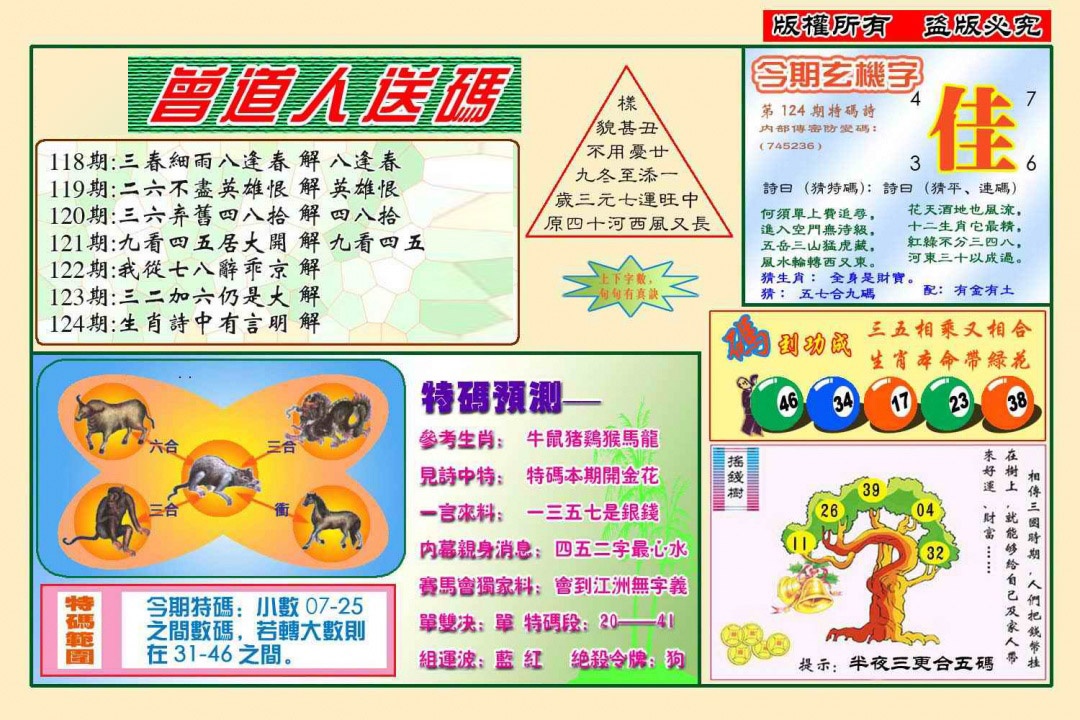六合彩124期曾道人送特码(新图)