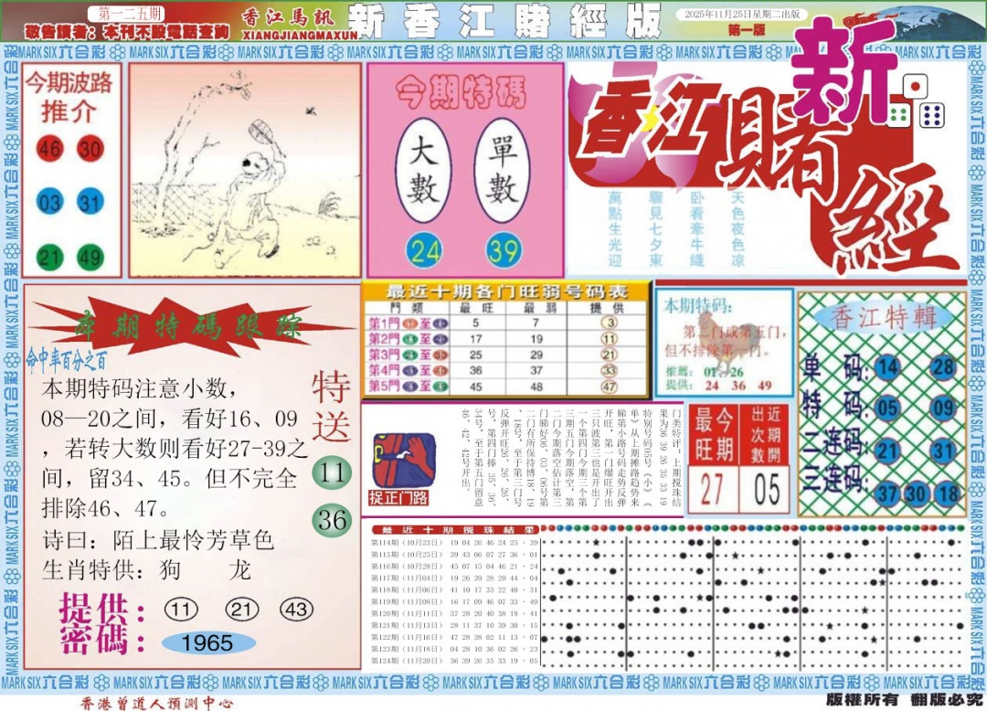 六合彩125期新香江赌经A