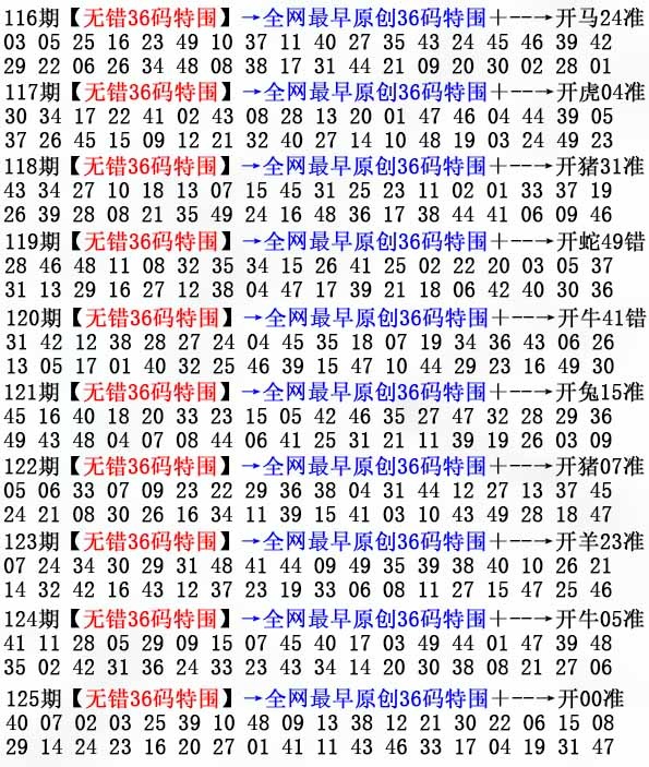 六合彩125期36码特围