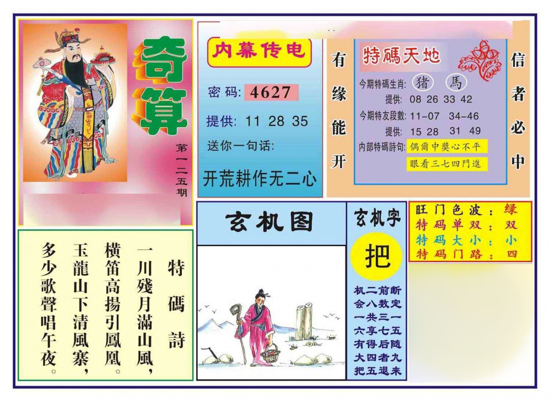 六合彩125期奇算(新图)