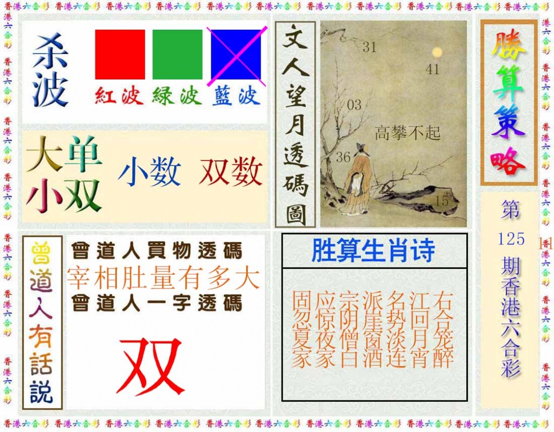六合彩125期胜算策略(彩)
