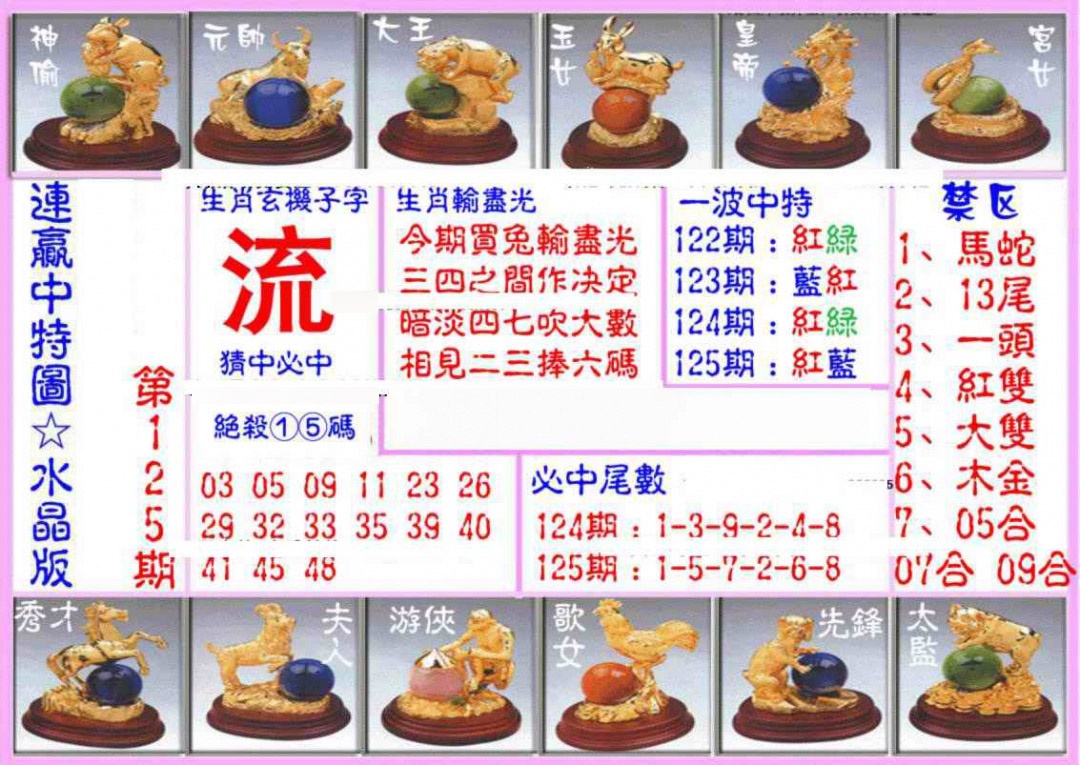 六合彩125期连赢中特图（水晶版）