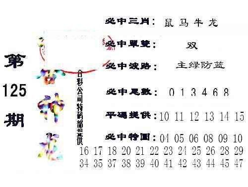 六合彩125期六合神龙