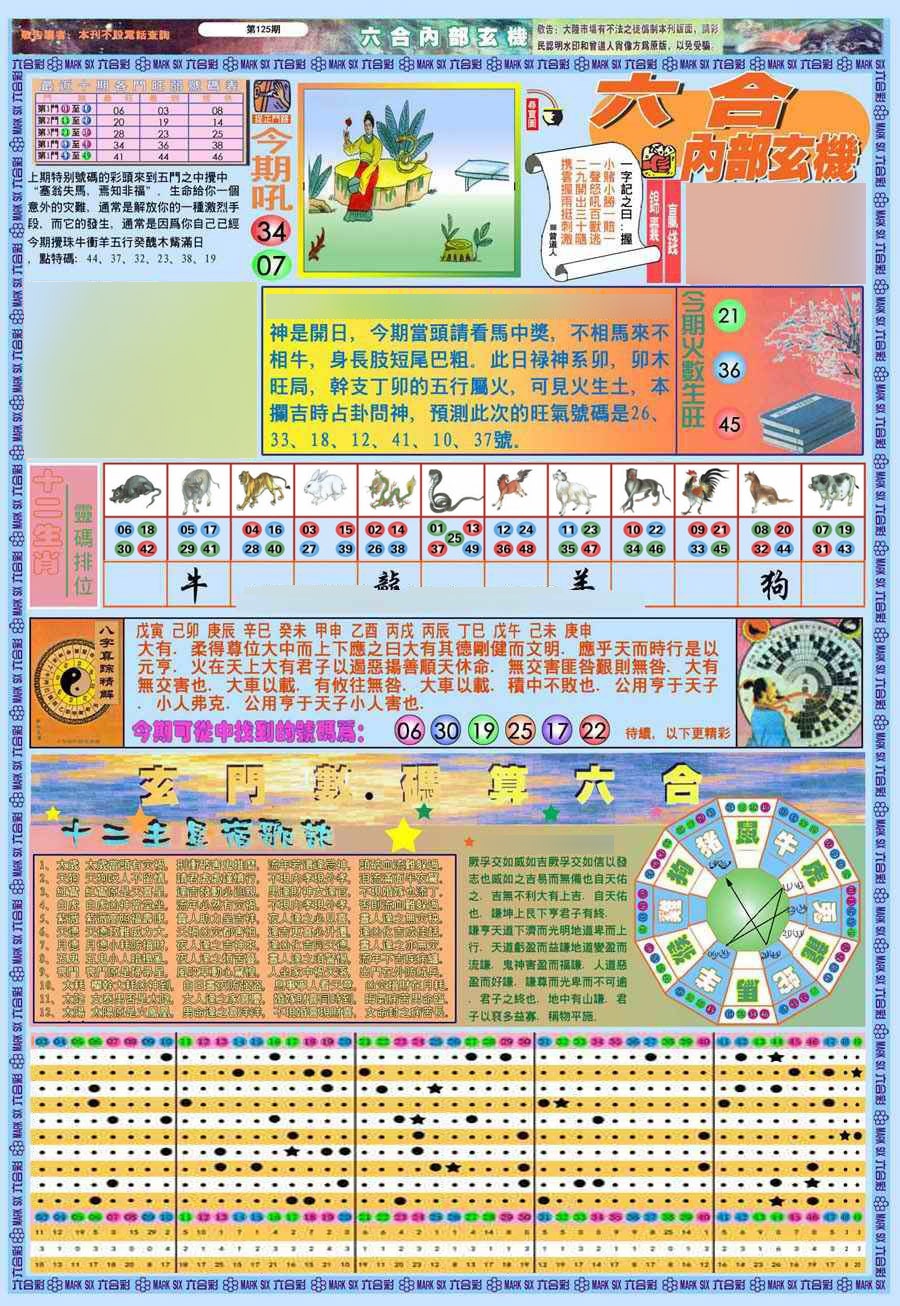 六合彩125期(新版)内部玄机A