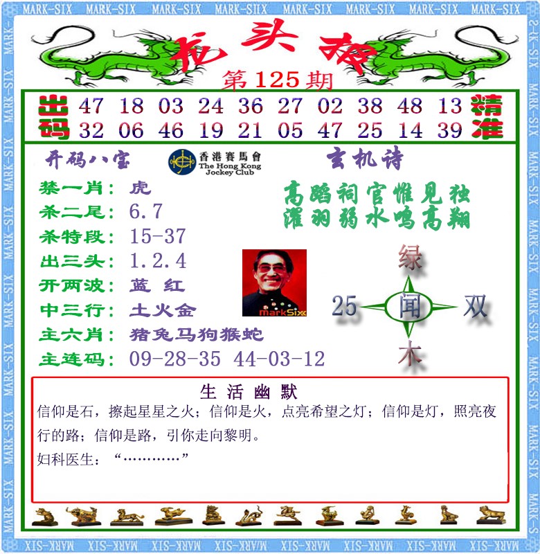 六合彩125期马经龙头报（荐）