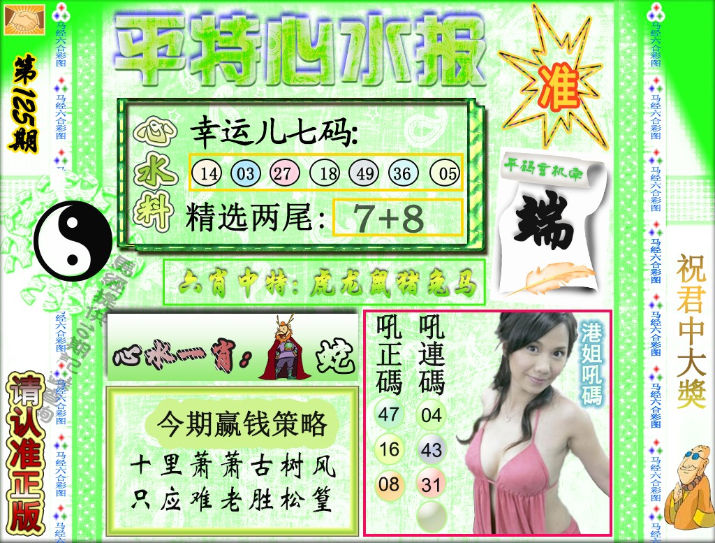 六合彩125期平特心水报（荐）
