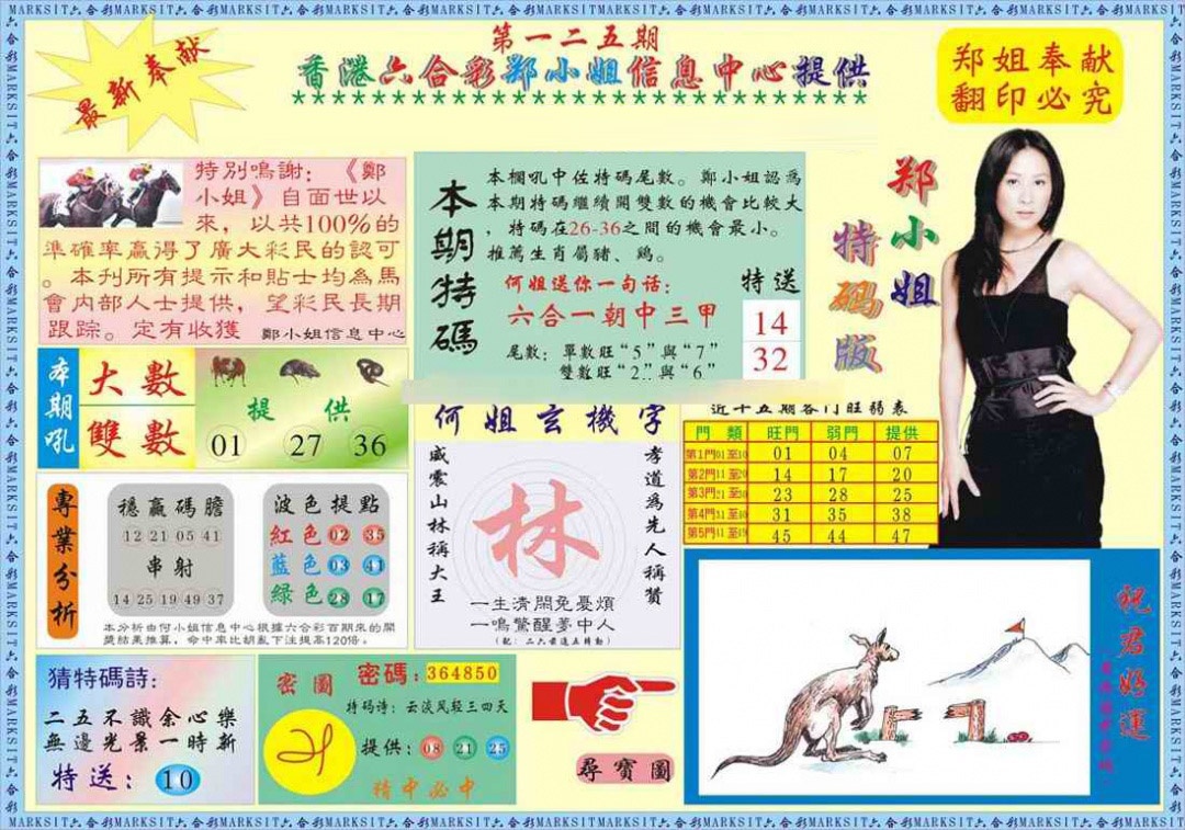六合彩125期郑小姐特码报A