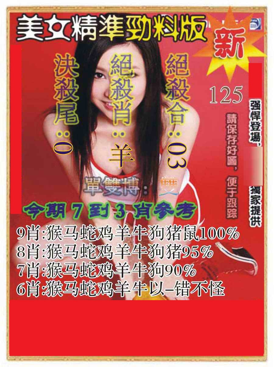 六合彩125期美女精准劲料版