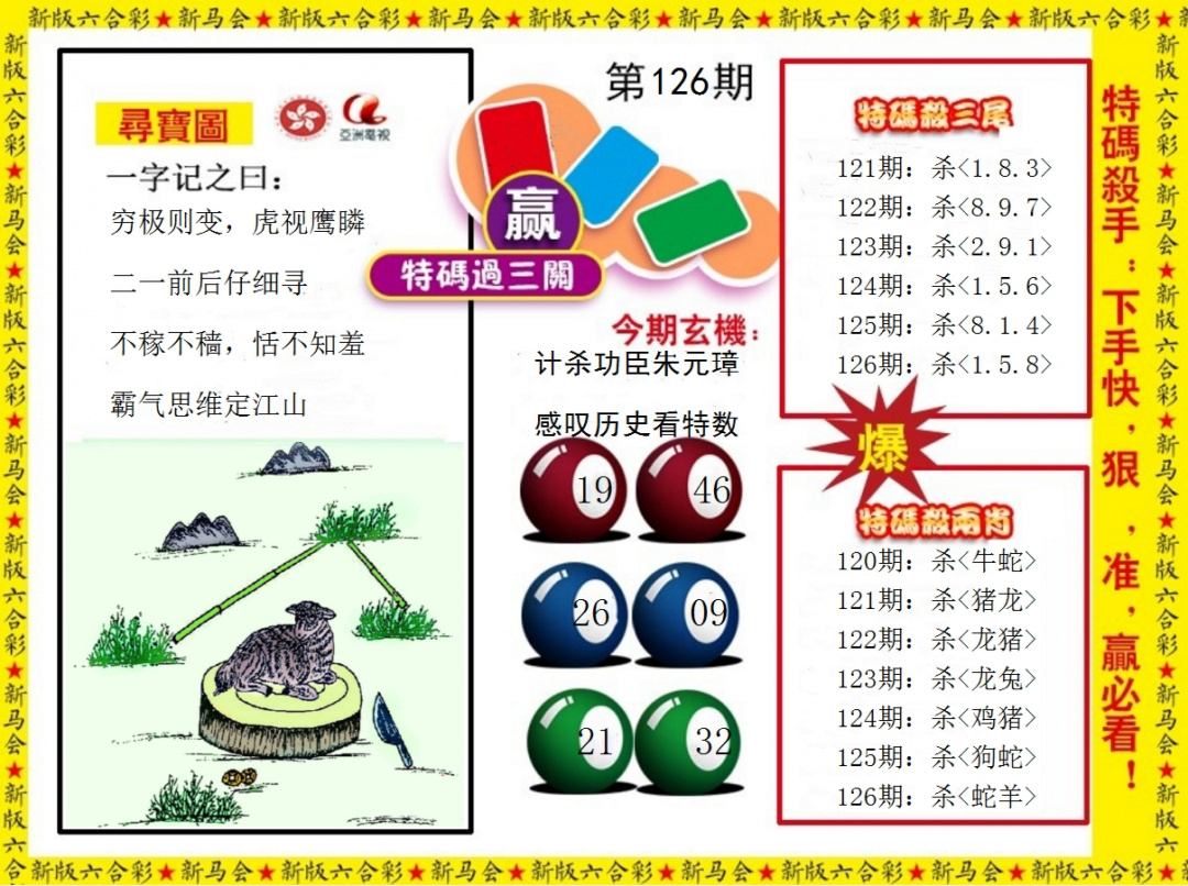 六合彩126期特码过三关