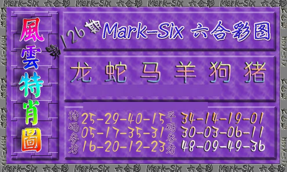 六合彩126期风云特肖图