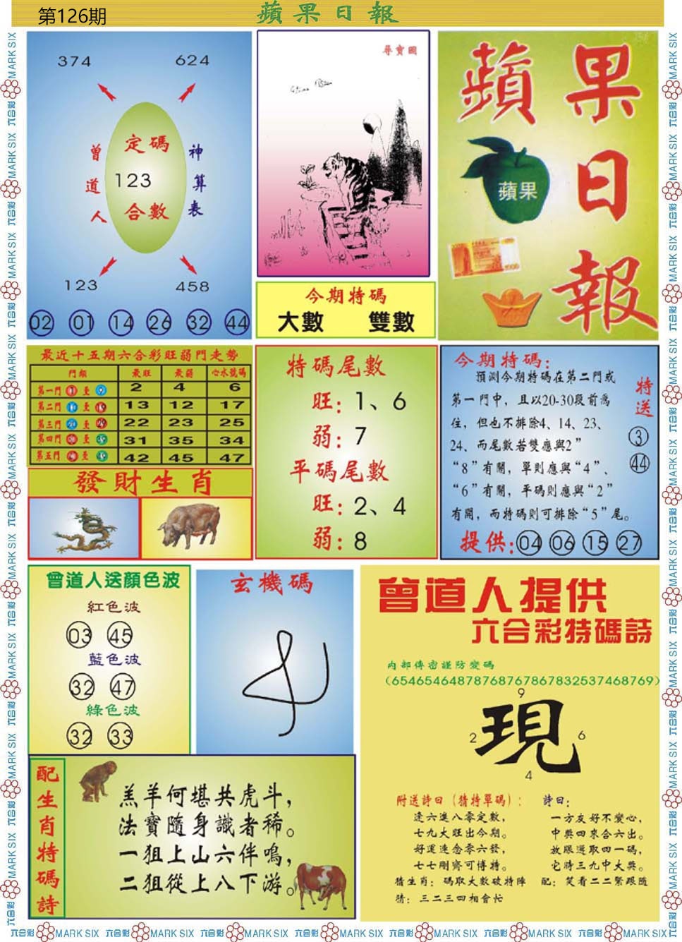六合彩126期青苹果日报