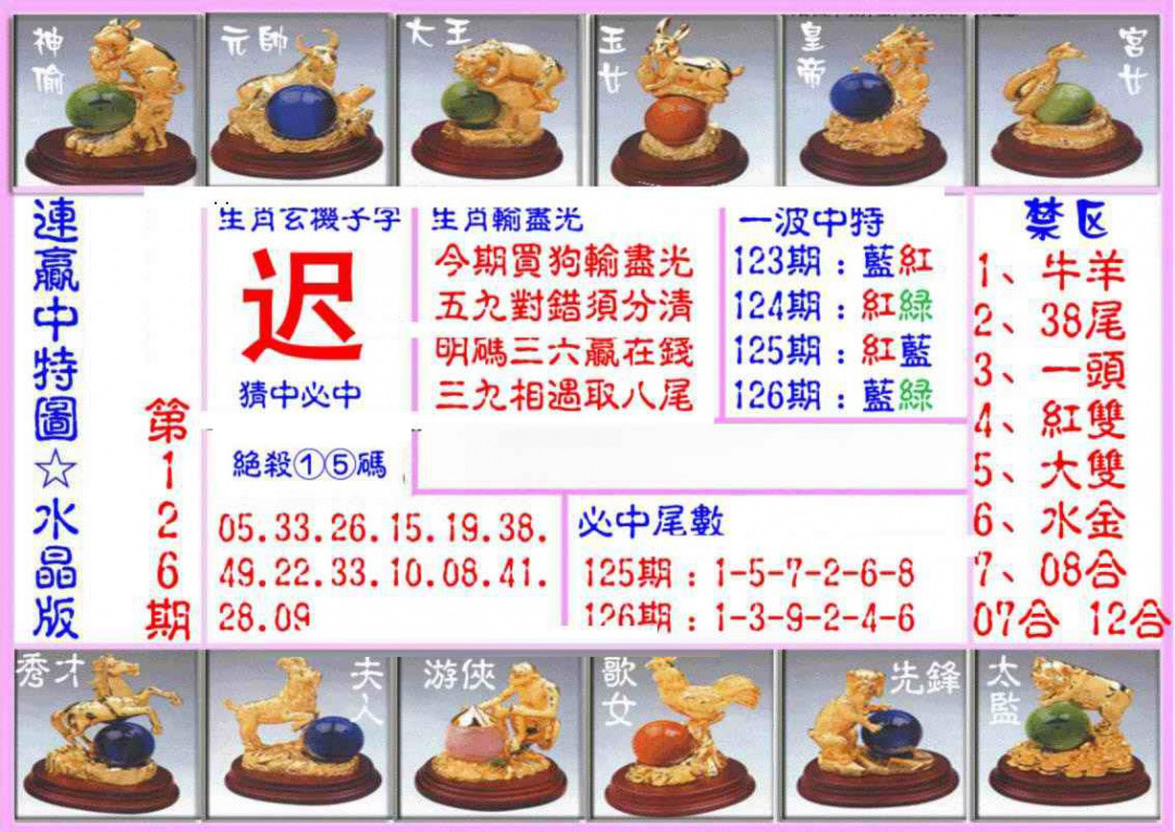 六合彩126期连赢中特图（水晶版）