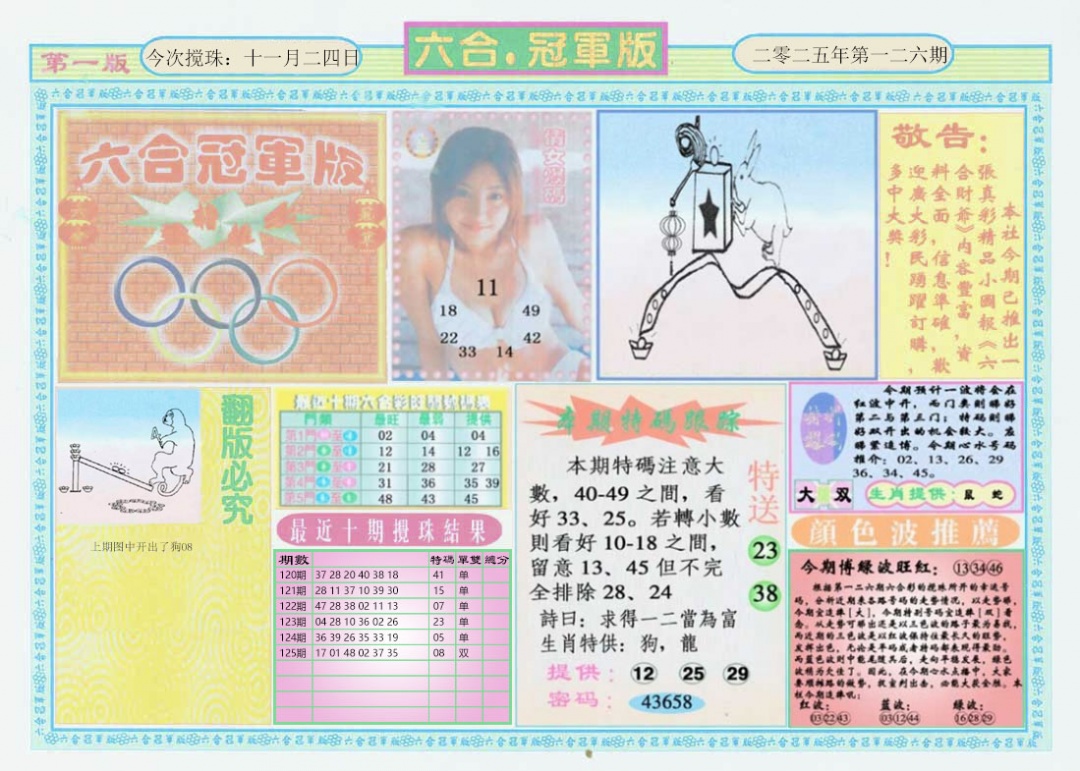 六合彩126期六合冠军版A