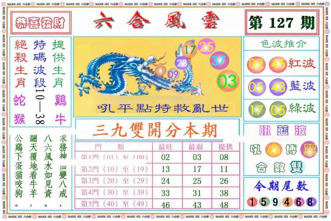 六合彩127期六合风云《另版》