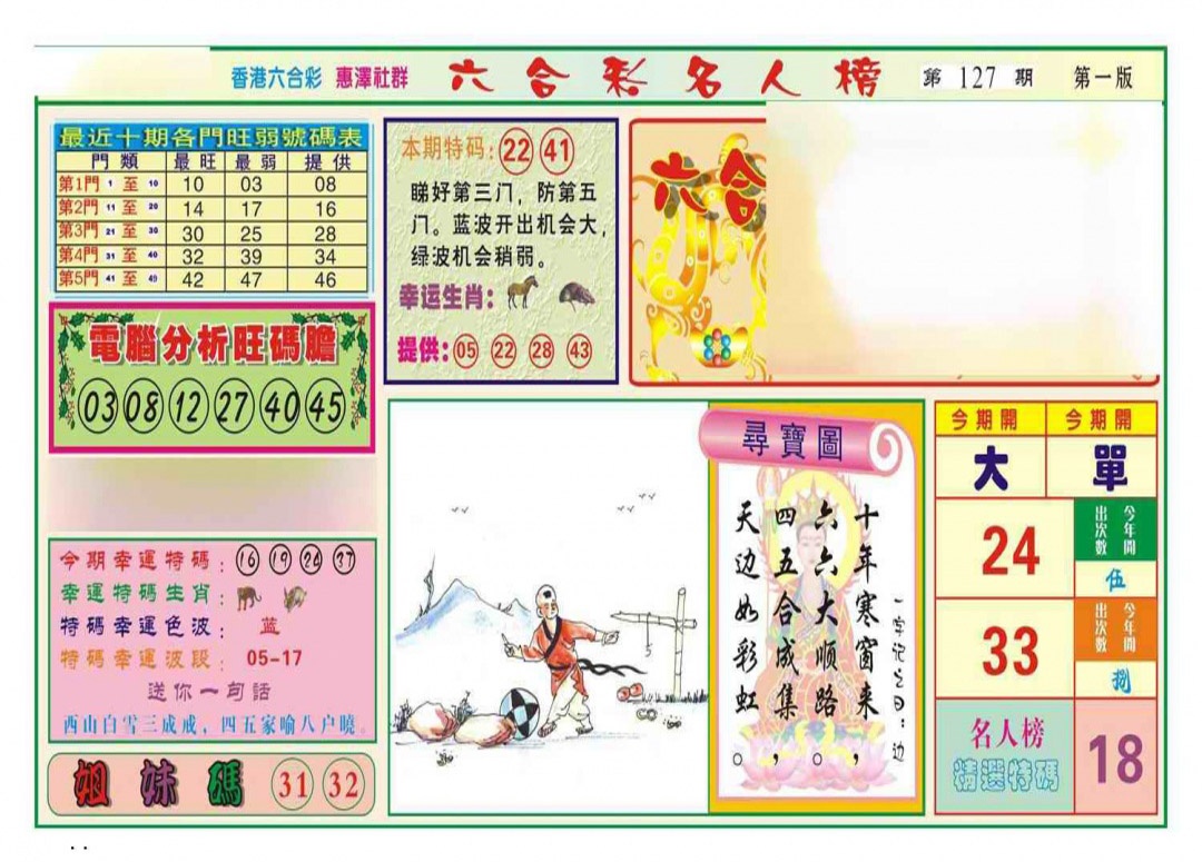 六合彩127期名人榜A(新图)