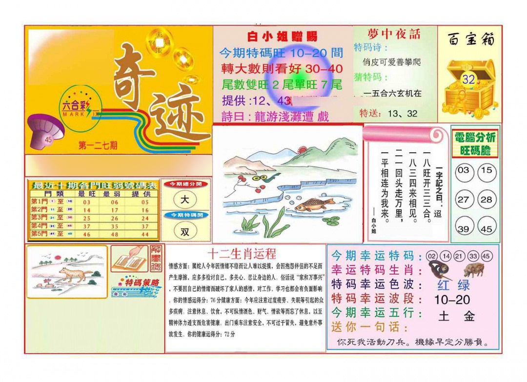 六合彩127期马经奇迹A(新图推荐)