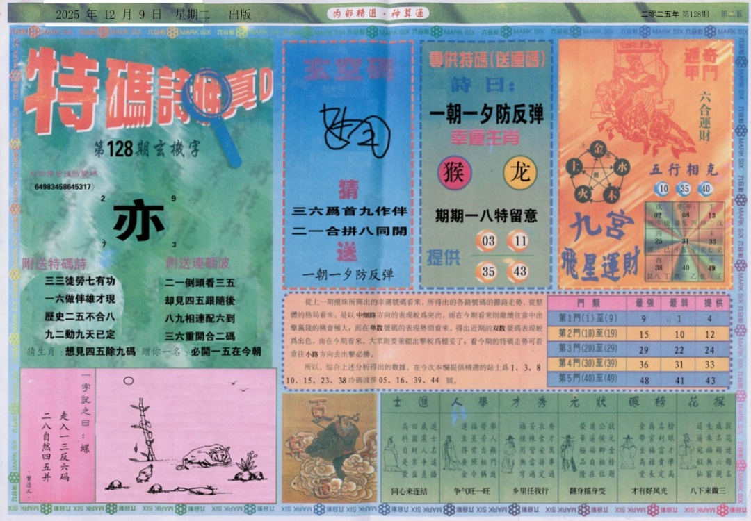 六合彩128期内部精选B