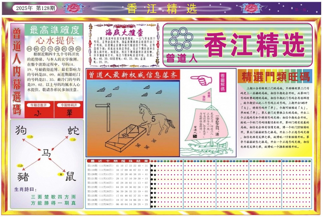 六合彩128期香江精选A