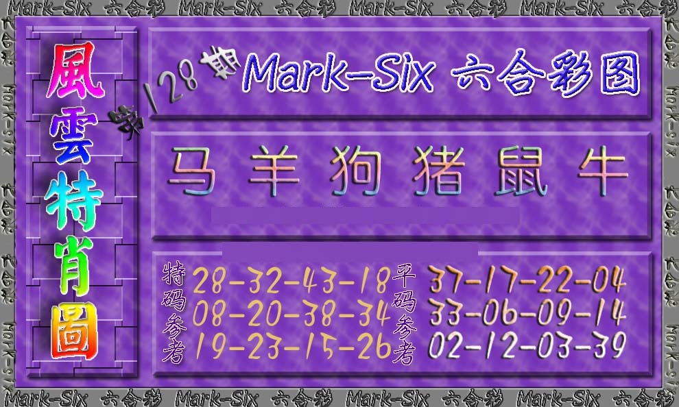 六合彩128期风云特肖图