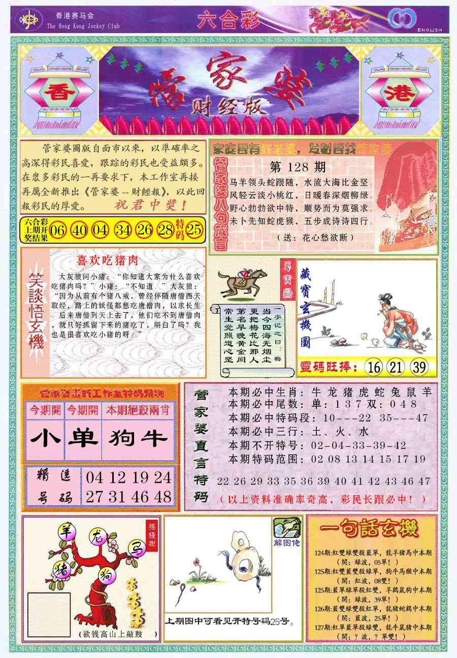 六合彩128期管家婆财经版