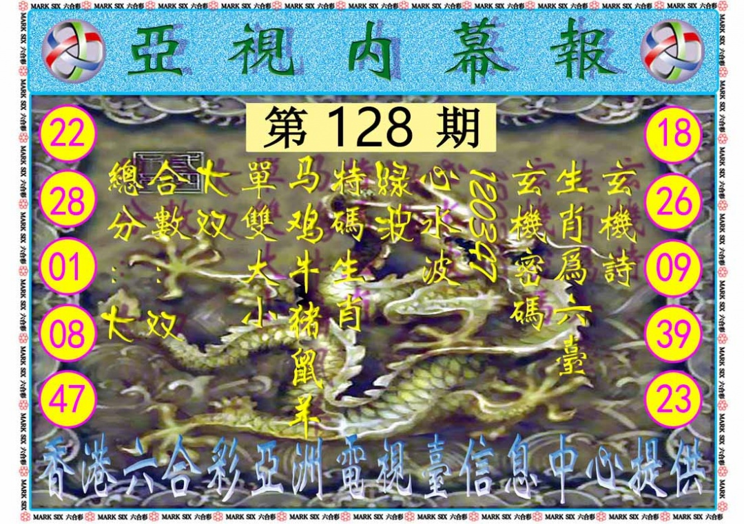 六合彩128期亚视内幕报