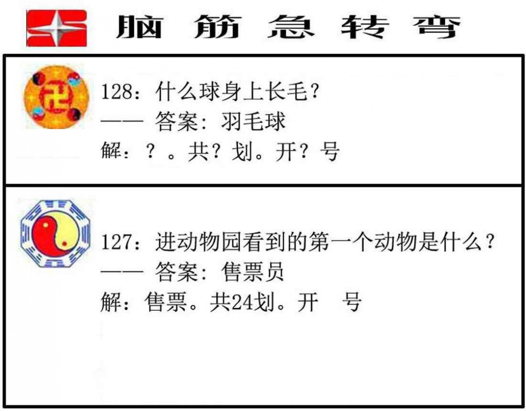 六合彩128期脑筋急转弯