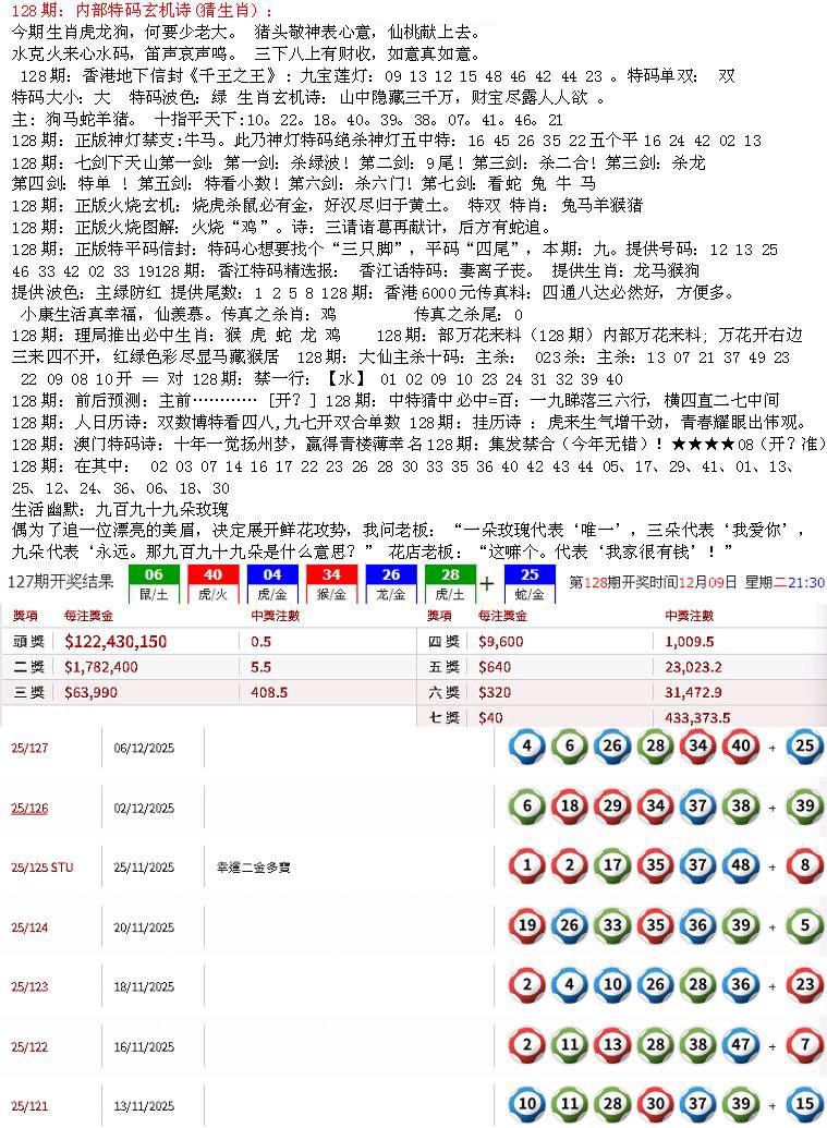 六合彩128期五星报B