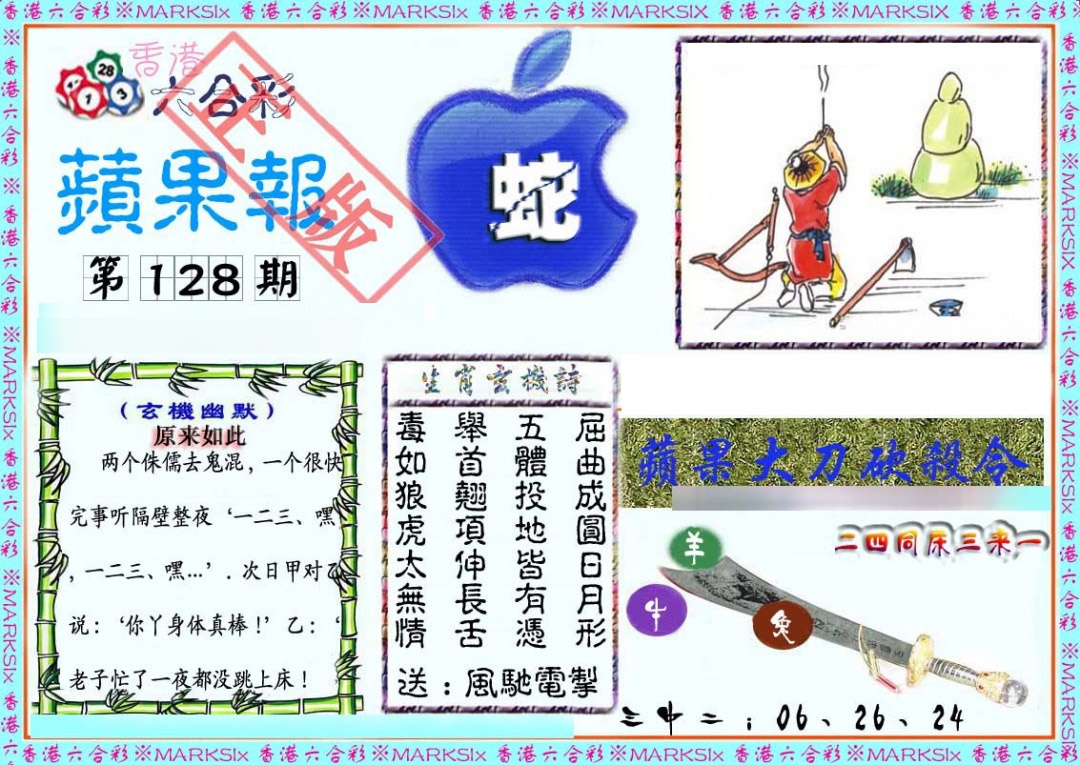 六合彩128期频果报