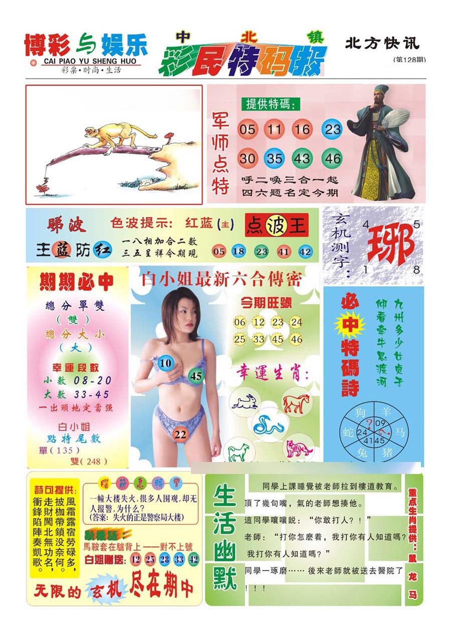 六合彩128期中北彩民特码报(新)