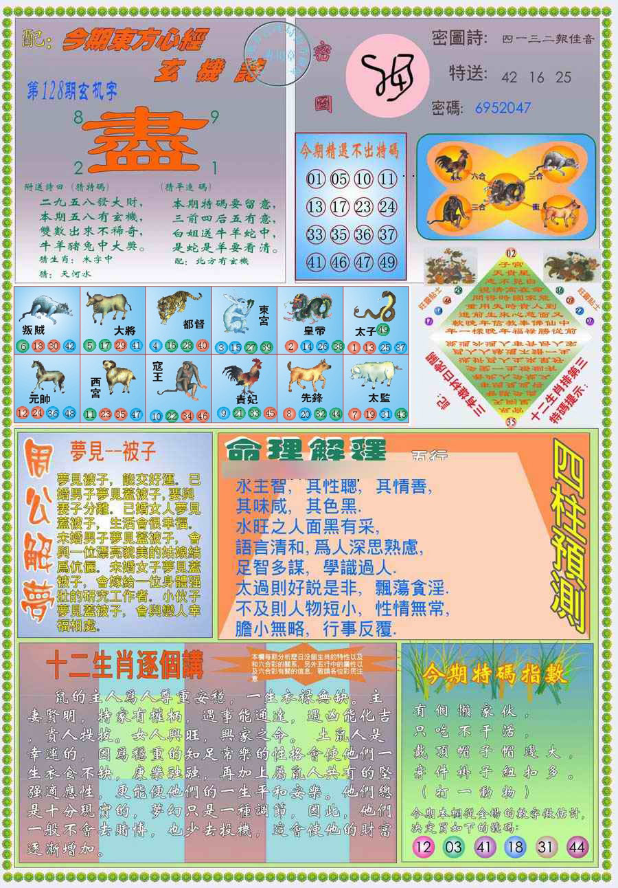 六合彩128期(新版)东方心经B