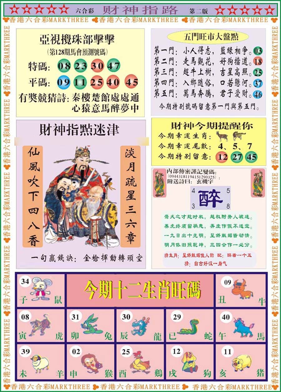 六合彩128期财神指路B