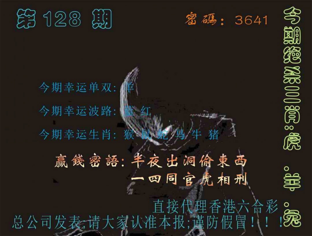 六合彩128期马经特码报