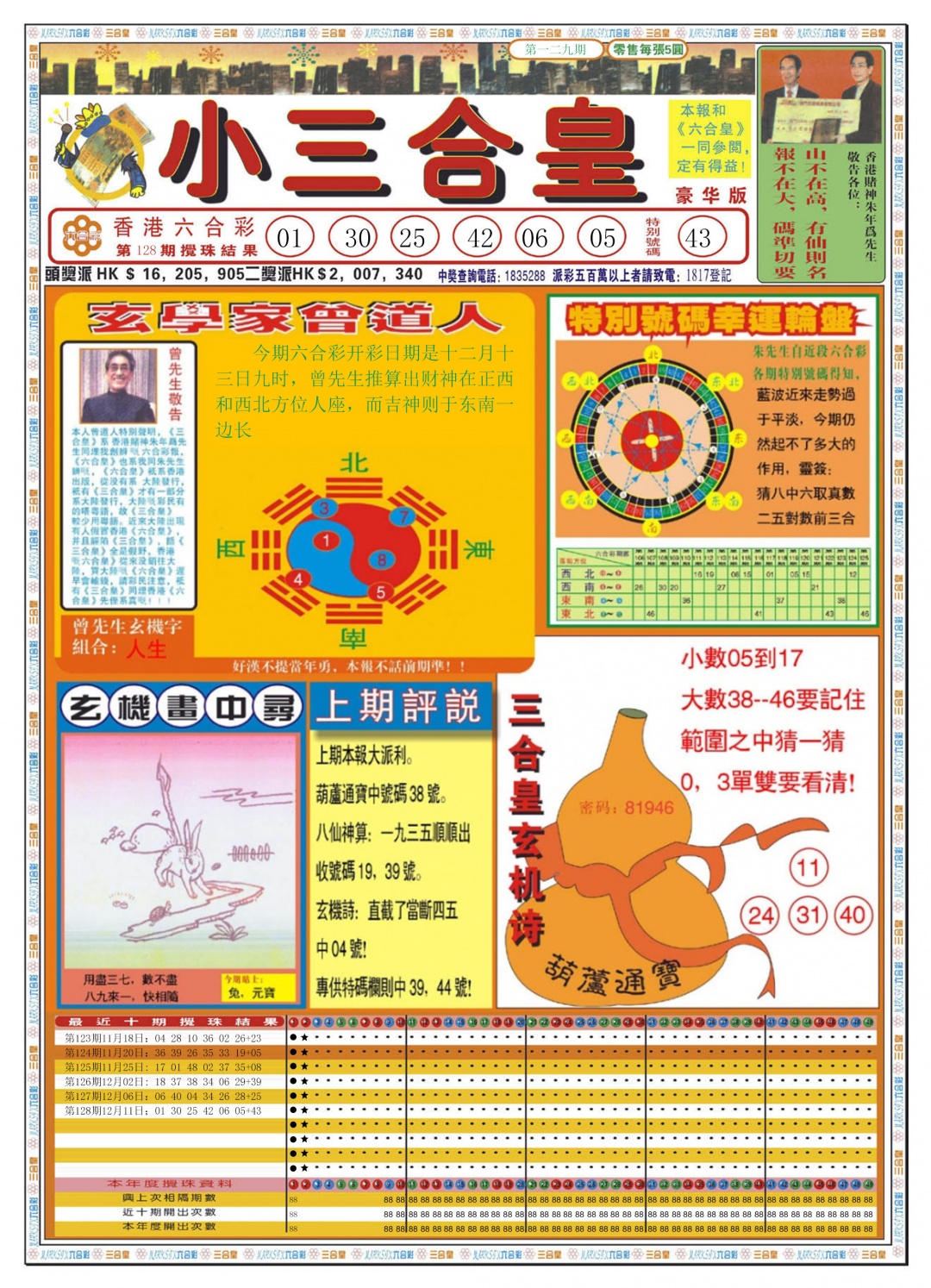 六合彩129期小三合皇A