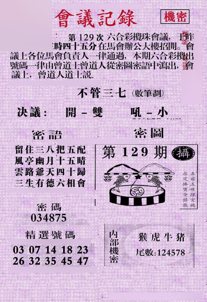 六合彩129期会议记录