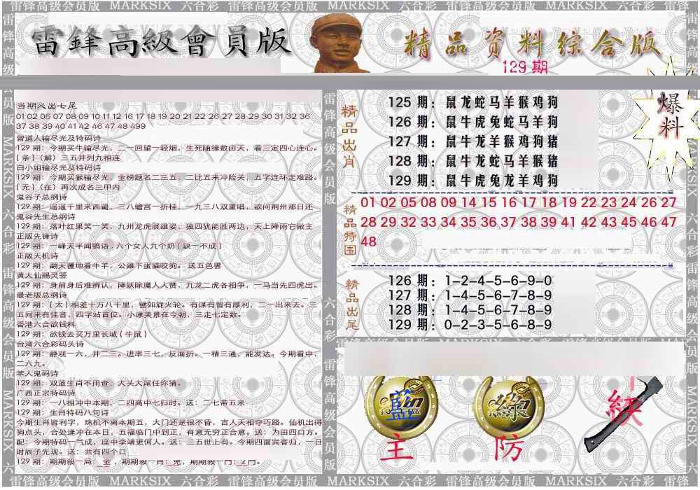 六合彩129期雷锋资料综合版