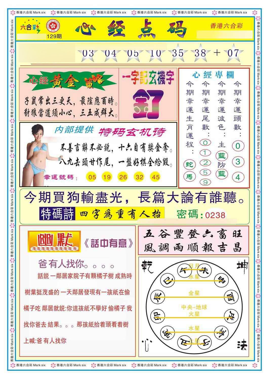 六合彩129期心经点码b（新图）