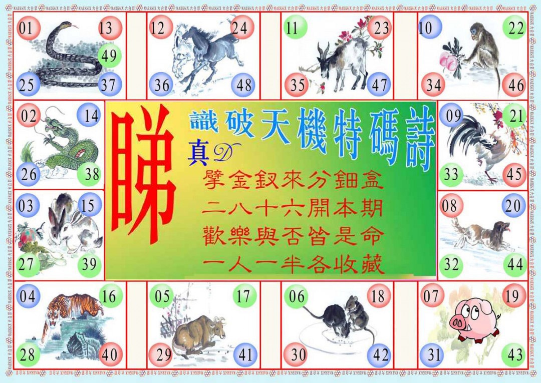 六合彩129期识破天机B版