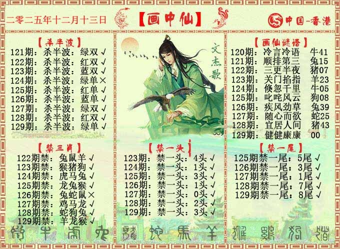 六合彩129期画中仙报