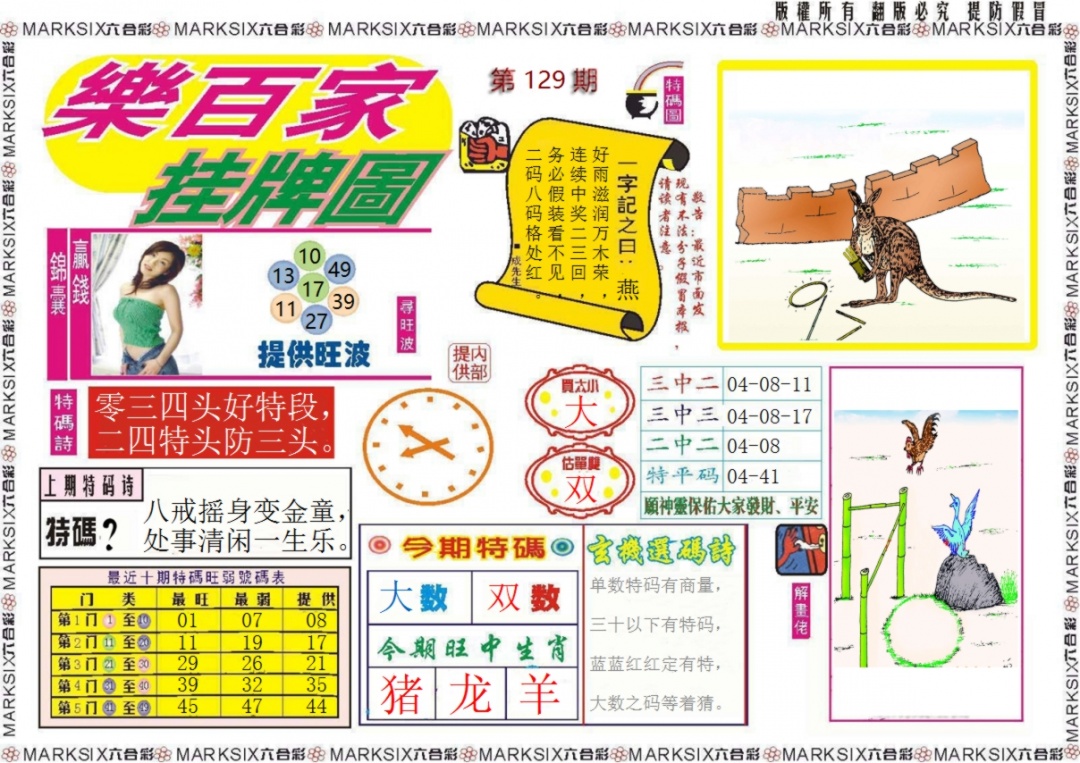 六合彩129期乐百家挂牌图记录