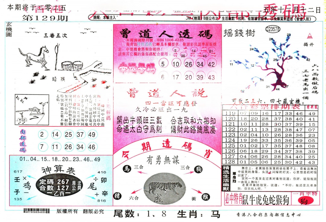 六合彩129期六合内部透码