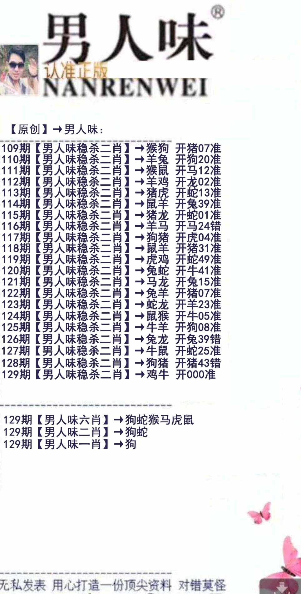 六合彩129期男人味