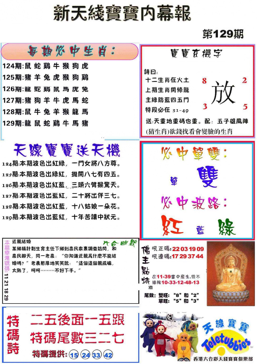 六合彩129期新天线宝宝(彩)