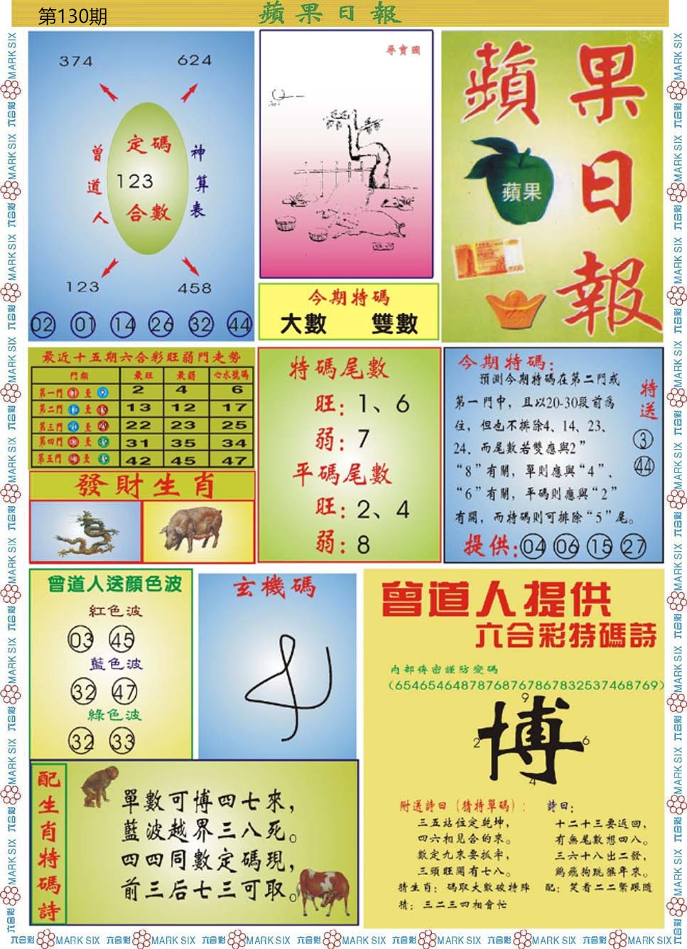 六合彩130期青苹果日报