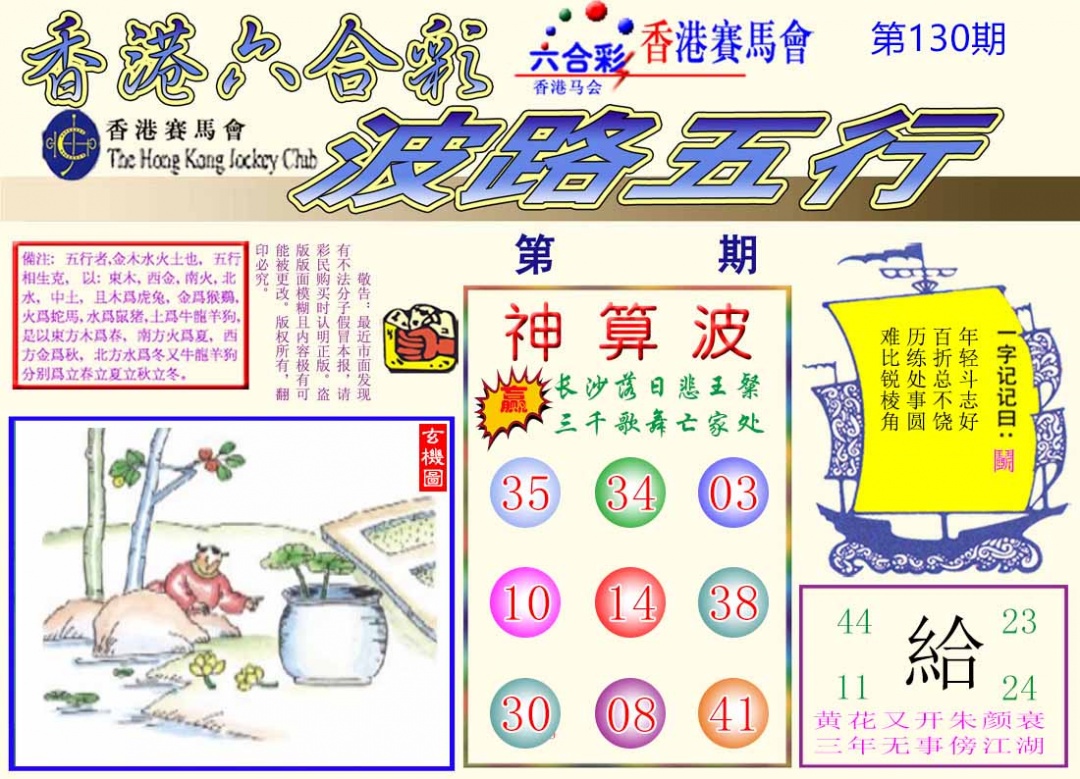 六合彩130期波路五行