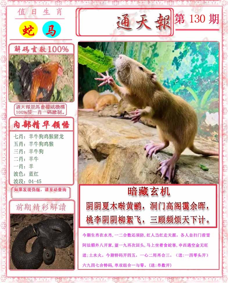 六合彩130期马经通天报