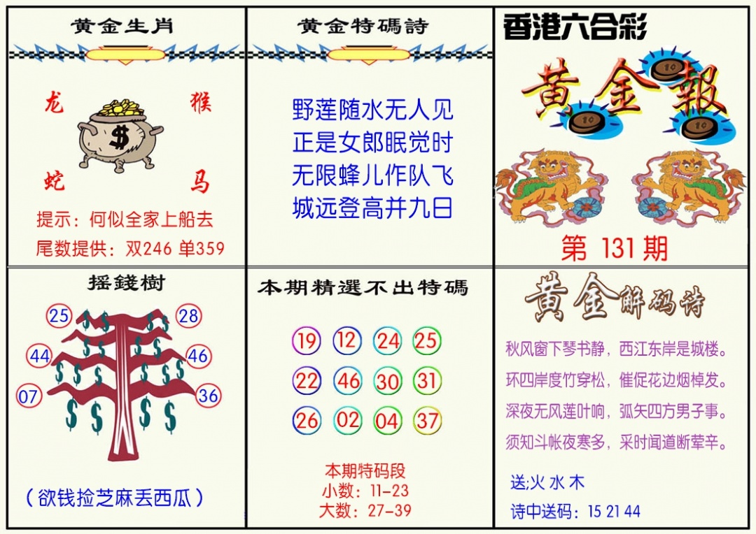 六合彩131期黄金报